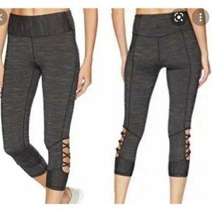 prAna Itzel Capri Space Dye Athletic Leggings Sz S Gym Yoga Cutout Pants Chakara